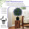 Set of 2 artificial lavender topiary ball trees in cement-filled pots, perfect for low-maintenance indoor and outdoor.