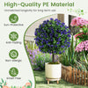 Set of 2 artificial purple rose topiary ball trees in cement-filled pots, made of high-quality PE material for.