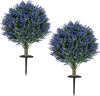 Set of 2 Artificial Lavender Topiary Ball Trees with Ground Spikes