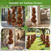Set of 2 artificial spiral topiary trees in red, made of sun-resistant PE material, ideal for indoor and outdoor decor.