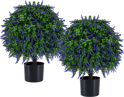 Costway Set of 2 Artificial Lavender Topiary Ball Trees 22