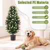 Set of 2 artificial topiary trees with white blossoms, made of durable PE material for versatile indoor and outdoor decor.