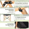 Bamboo dorm chair with storage pocket, sturdy construction, supports 330 lbs, ideal for camping and fishing.