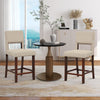 2 Piece Bar Chair Set with Hollowed Back and Rubber Wood Legs-Beige - Gallery View 1 of 8