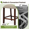 Solid rubber wood footrest of a beige bar chair, providing sturdy support for comfort and stability in modern settings.