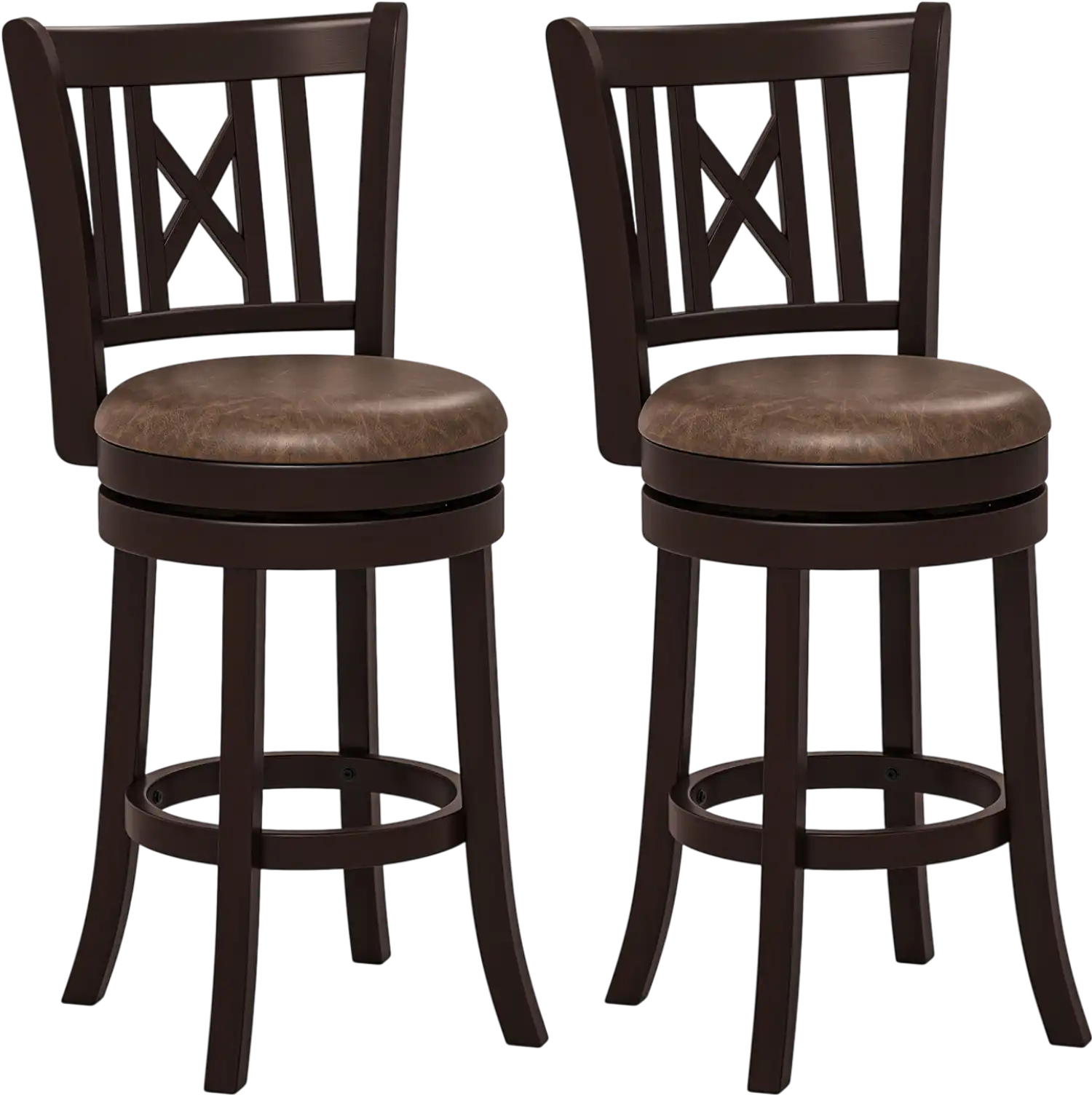 Costway Set of 2 Swivel Bar Stools Chairs w/ Footrest Hollow Back 638521794 New