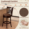 Swivel bar stool with a cushioned seat and hollowed backrest, featuring breathable leathaire upholstery for comfort.