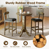Set of 2 bar stools with rubber wood legs and padded seats, ideal for kitchen or dining room use.