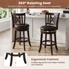 Set of 2 swivel bar stools with ergonomic footrest and hollowed backrest, perfect for kitchen or dining room seating.