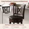 Swivel bar chair with a cozy hollowed backrest and rubber wood frame, perfect for kitchen or dining room use.