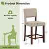 Bar chair dimensions with rubber wood legs, beige fabric, and a max load capacity of 400 lbs for versatile seating.