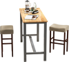 Backless bar stools with solid rubber wood legs in beige, perfect for a 40-43 inch bar table, ideal for dining or.