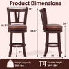 Counter height swivel barstool set with high backs, faux leather seats, and footrests, ideal for kitchen islands.