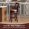 Counter height swivel barstool with a 26" seat height, faux leather seat, and ergonomic backrest for kitchen or dining.