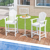 Set of 2 Counter Height Outdoor HDPE Bar Stool with Armrests and Footrest-White - Gallery View 1 of 7