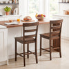 Set of 2 Counter Height Bar Stools with Rubber Wood Frame for Home Dining Room-Brown - Gallery View 1 of 7