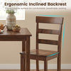 Counter height bar stool with ergonomic inclined backrest and solid rubber wood frame for comfortable dining.