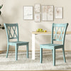 Set of 2 Cross Back Rubber Wood Dining Chairs-Green - Gallery View 1 of 10