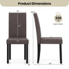 Side view of a brown mid-century modern dining chair with dimensions, featuring a rubber wood frame and thick seat.