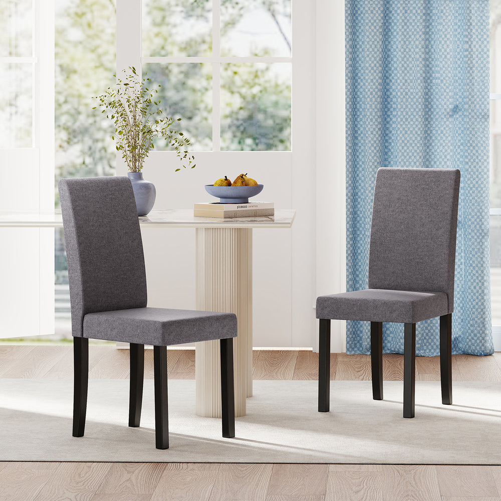 Set of 2 Dining Chair Mid-Century Modern Fabric Upholstered Parson Chairs-Dark Gray - Gallery View 1 of 11