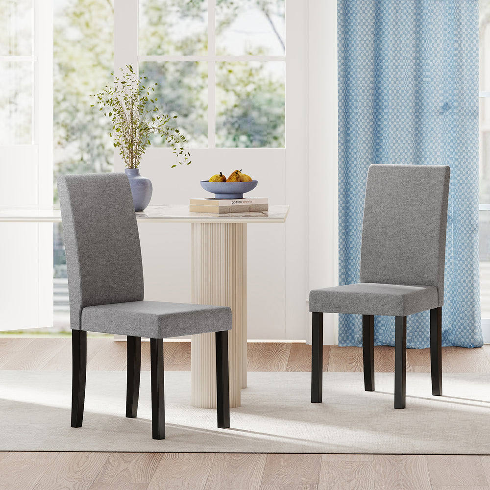 Set of 2 Dining Chair Mid-Century Modern Fabric Upholstered Parson Chairs-Light Gray - Gallery View 1 of 10