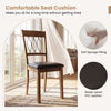 Walnut dining chair with padded seat and faux leather upholstery, designed for comfort and easy maintenance.
