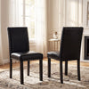 Set of 2 dining chairs with solid rubber wood legs, featuring faux leather upholstery and elegant nailhead accents.