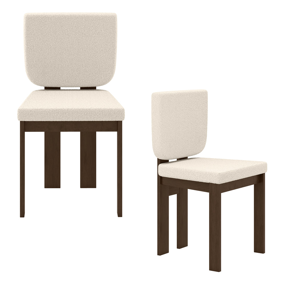Wooden dining chair set of 2 with rubber wood legs, featuring plush sherpa fabric for cozy seating in any room.