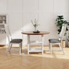 Set of 2 white dining chairs with solid wood legs and soft cushions, perfect for kitchen or dining room use.