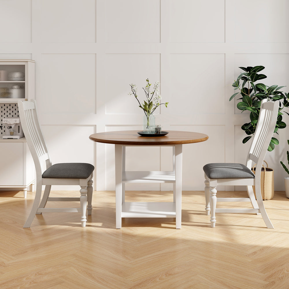 Set of 2 Dining Chairs Kitchen Side Chair with Solid Wood Legs-White - Gallery View 1 of 11