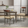 Set of 2 armless dining chairs with cushioned seats and vintage design, perfect for dining rooms or kitchens.