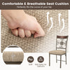 Brown seat cushion of armless dining chair, featuring a vintage pattern and breathable design for comfort and support.