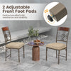 Set of 2 armless dining chairs with brown seat cushions, featuring a vintage pattern and adjustable foot pads for.