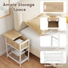 Natural end table featuring a wide tabletop, hidden compartment, and charging station with USB ports for versatile.