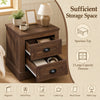 Farmhouse nightstand in brown with two large-capacity drawers and spacious top for bedside storage and decor.