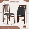 Foldable upholstered kitchen chair with padded seat, brown faux leather, and natural rubber wood, ideal for.