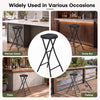Folding bar stool with HDPE seat and carry handle, perfect for kitchen islands, home bars, and patios.
