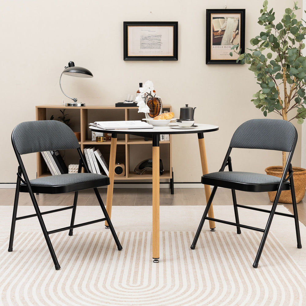 2 PCS Folding Chair Set with Upholstered Seat and Fabric Covered Backrest - Gallery View 1 of 9