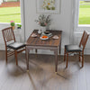 Set of 2 folding chairs with padded seats and rubber wood frames, featuring a sleek brown finish for dining comfort.