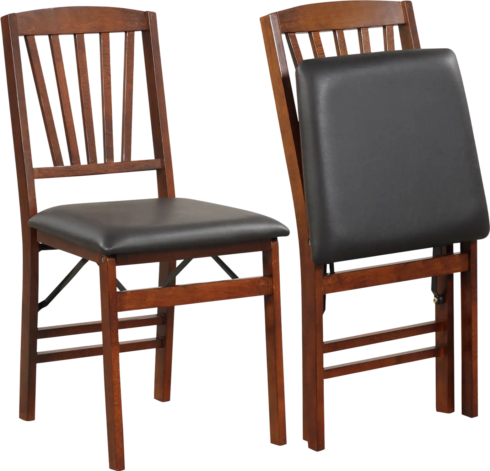 Costway Set of 2 Folding Dining Chairs Padded Seat Rubber Wood Frame 62417359 New