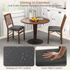 Set of 2 folding chairs with padded seats, rubber wood frame, and waterproof PVC leather for comfortable dining.