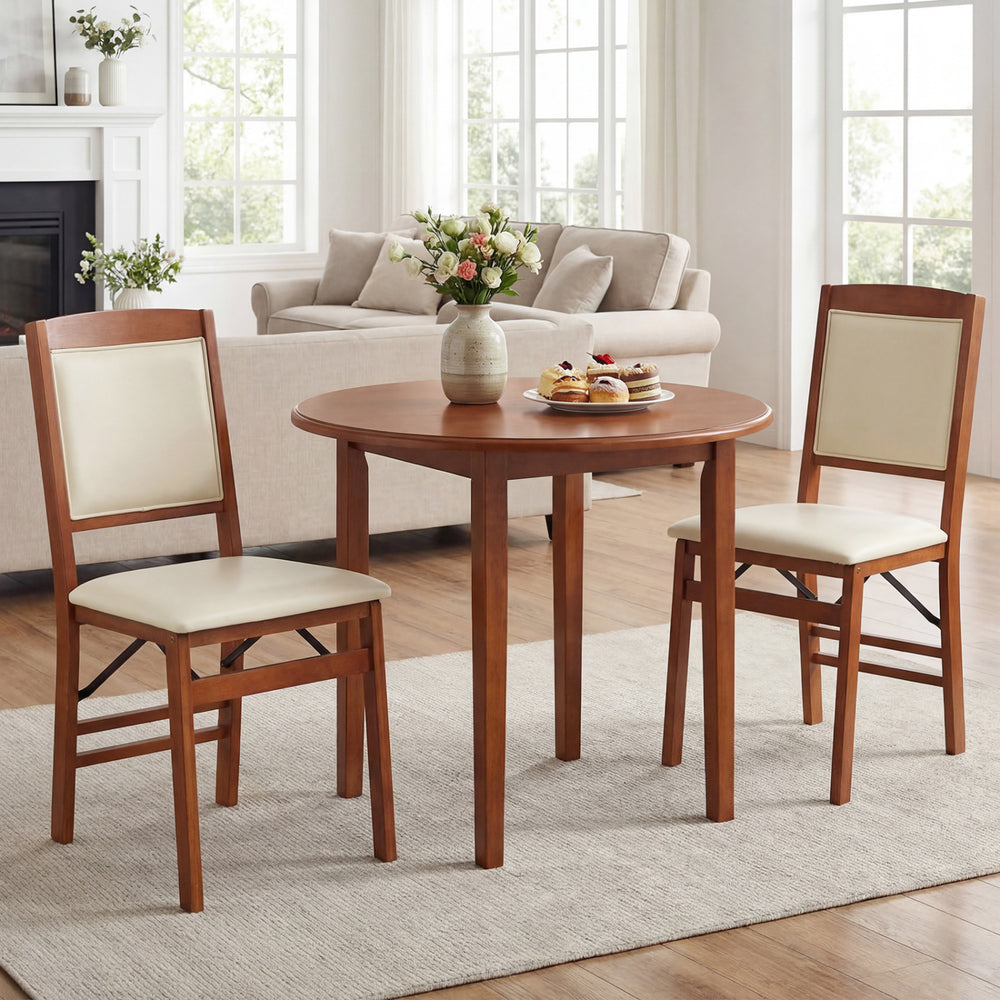 Set of 2 Folding Dining Chairs with Padded Seat and High Backrest-Walnut - Gallery View 1 of 9