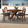 Set of 2 brown folding dining chairs with soft foam cushions and high backrest, perfect for comfortable dining.