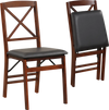 Folding dining chair set in brown with soft foam cushion, sturdy rubber wood, and high backrest for comfort.