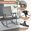 Folding rocking chair in gray with breathable seat fabric, ergonomic design, and heavy-duty metal frame for comfort.