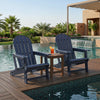 Set of 2 HDPE Adirondack Chair with Cup Holder and Wooden Texture for Patio-Blue - Gallery View 1 of 7