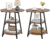 Rustic brown industrial side tables with 3-tier shelves and metal frame, perfect for small spaces and versatile home decor.