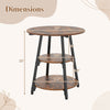 Rustic brown industrial side table with 3-tier shelves and metal frame, perfect for small spaces and versatile home use.