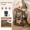 Rustic brown industrial side table with a 3-tier shelf and reliable metal frame, perfect for small spaces and easy maintenance.