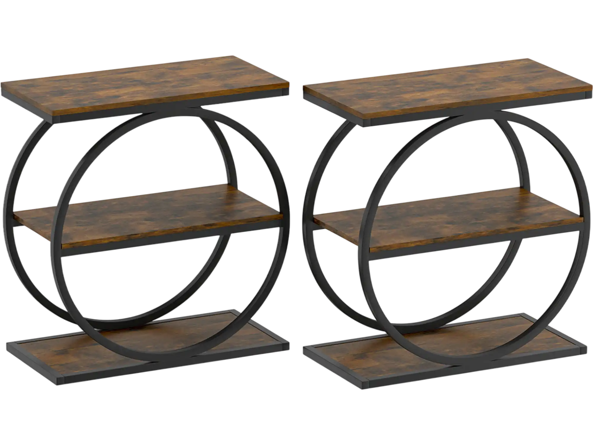Costway Set of 2 Industrial Faux Marble Side Tables Metal Frame Small Spaces 32597299 New